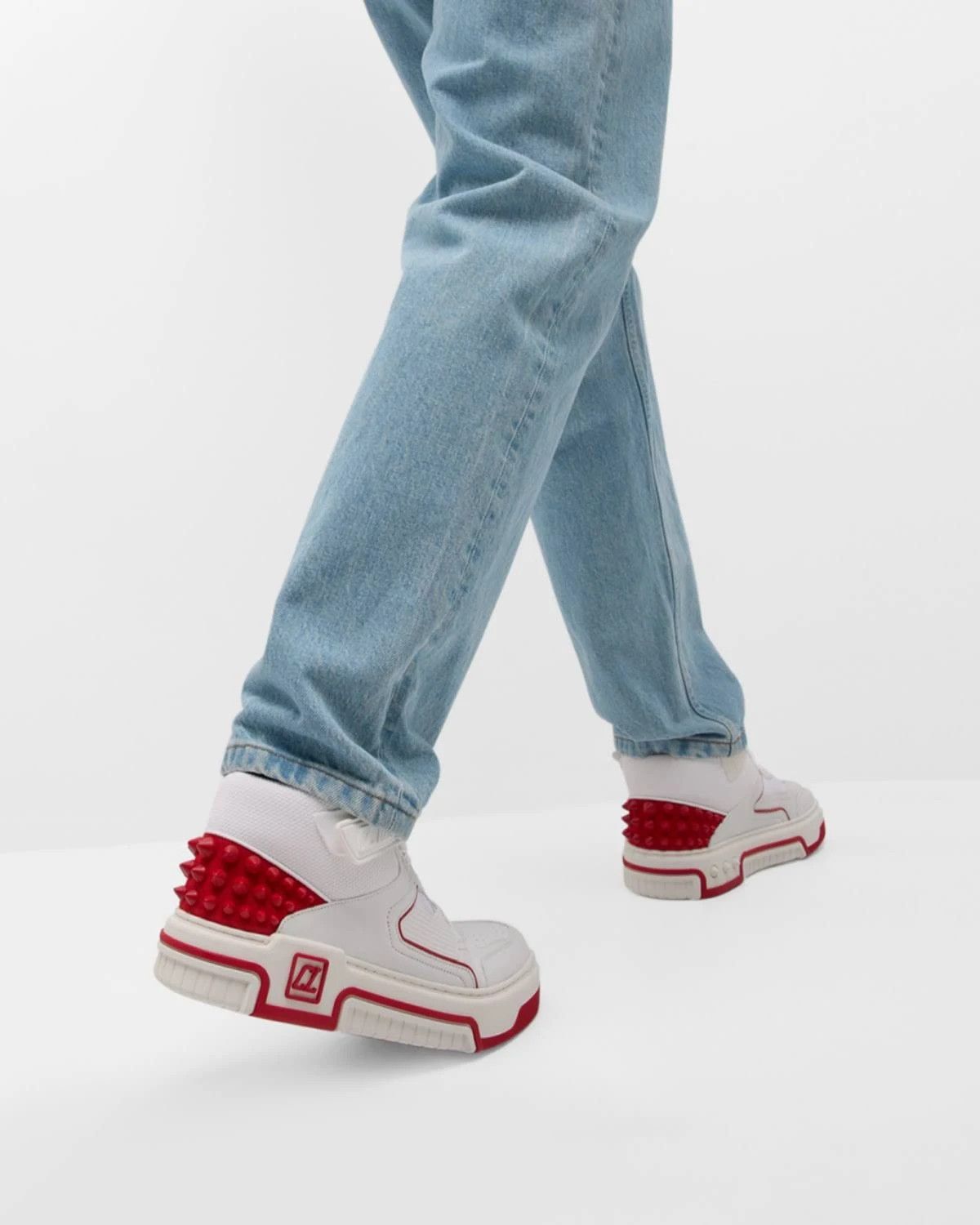 Christian Louboutin o1s1wg111024 Astroloubi Leather Sneakers in White & Red Size US 9 / EU 42 - 6 Thumbnail