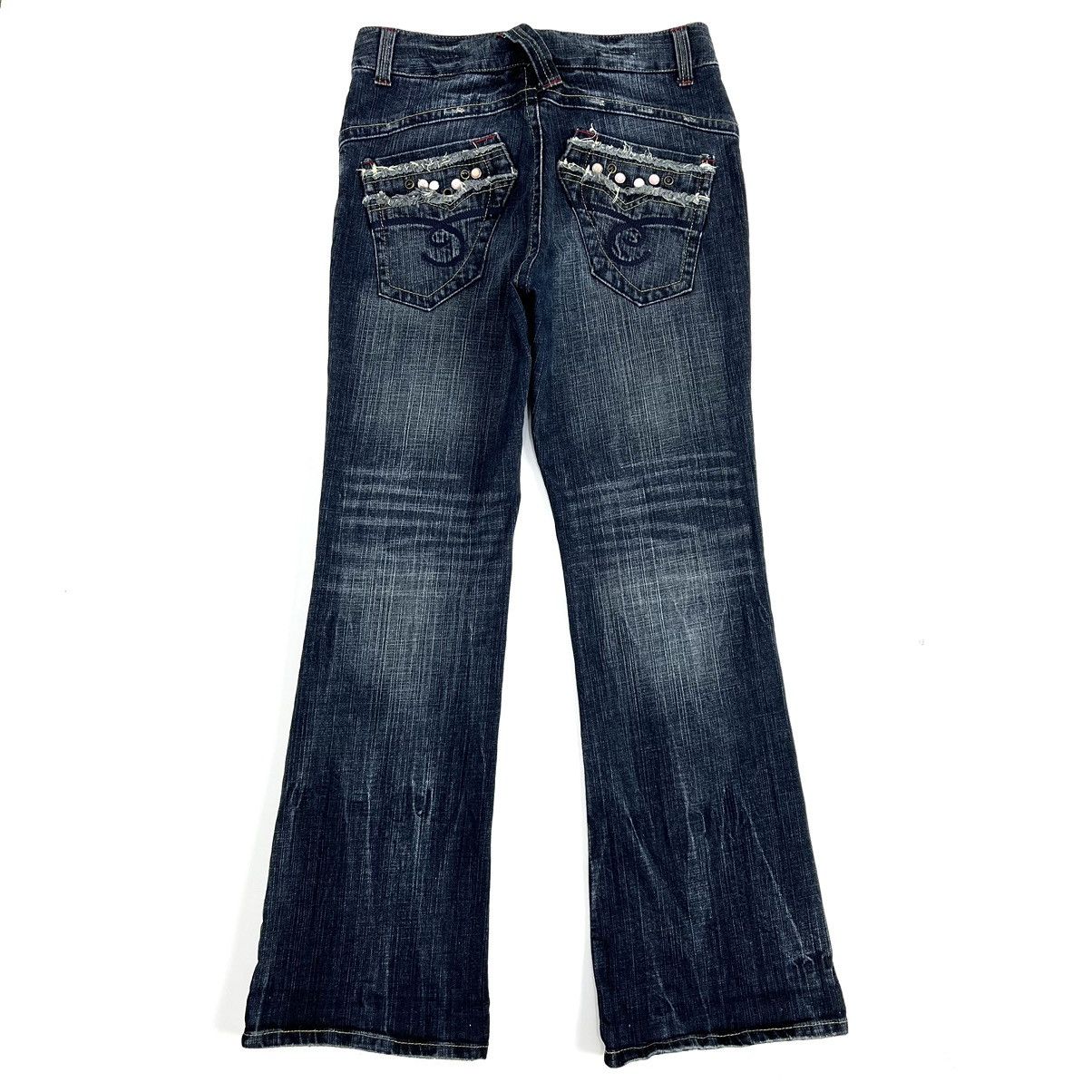 If Six Was Nine × Japanese Brand 2000s Oririn Faded Studded Bootcut Flared Jeans Size US 30 / EU 46 - 17 Thumbnail
