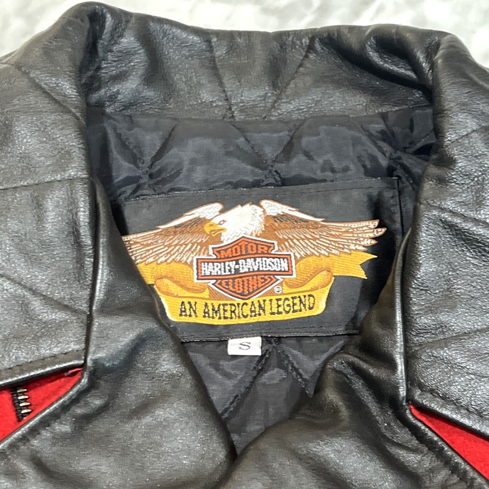 Harley Davidson Vintage Harley Davidson Jacket Womens Small Moto Black Red Gold Embroidery Wool Size S / US 4 / IT 40 - 6 Thumbnail