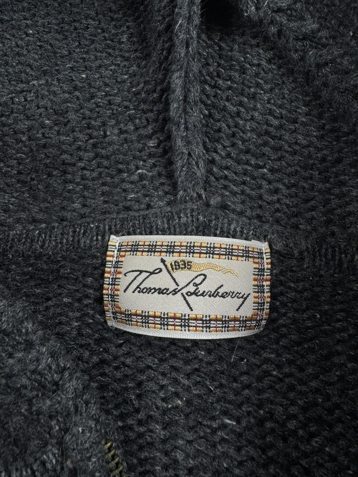 Burberry Thomas Burberry Women’s Gray Cable Knit Linen Wool Small Sweater Hoodie Cardigan Size S / US 4 / IT 40 - 9 Thumbnail