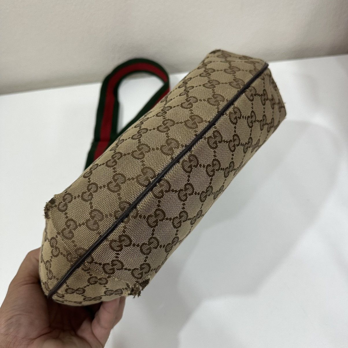 Gucci GUCCI GG MONOGRAM CANVAS WEB HALF MOON CROSSBODY BAG 16 Size ONE SIZE - 6 Thumbnail