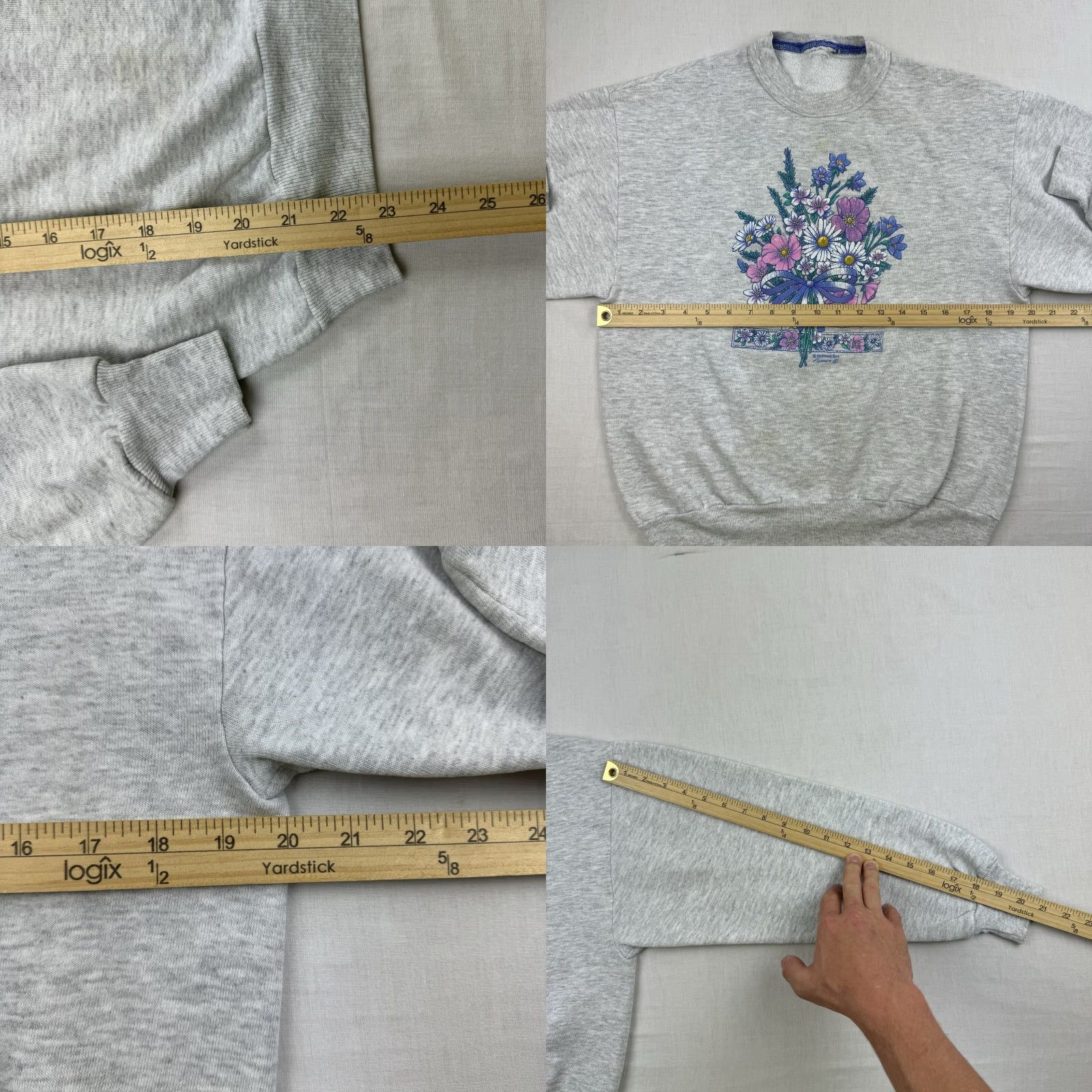 Vintage VINTAGE Morning Sun Sweatshirt Womens Small Gray Floral 90s Nature Activewear Size S / US 4 / IT 40 - 8 Thumbnail