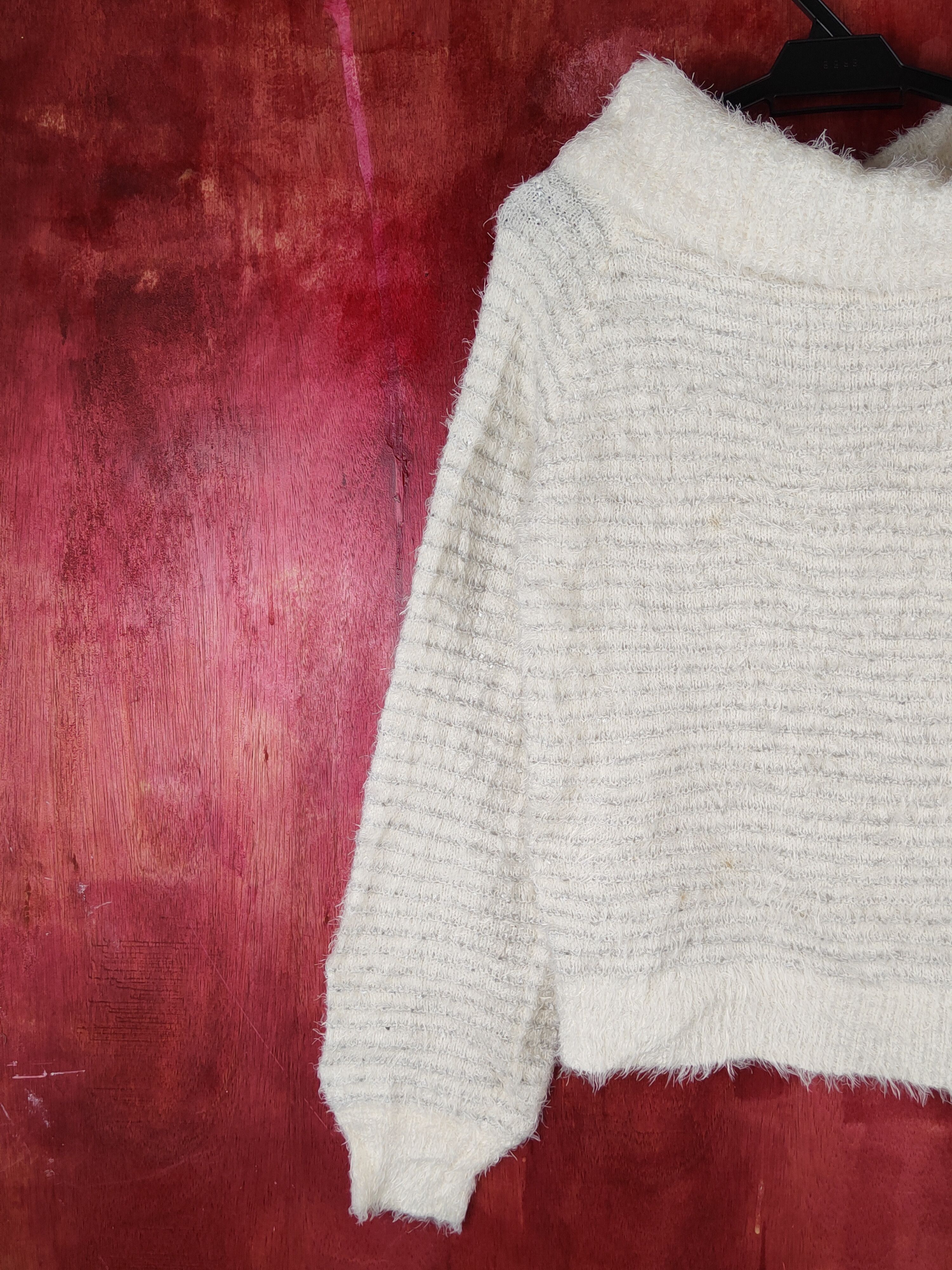 Aran Isles Knitwear Vis Cream Shag Shaggy Fur Mohair Knitwear #S1940 Size M / US 6-8 / IT 42-44 - 8 Thumbnail