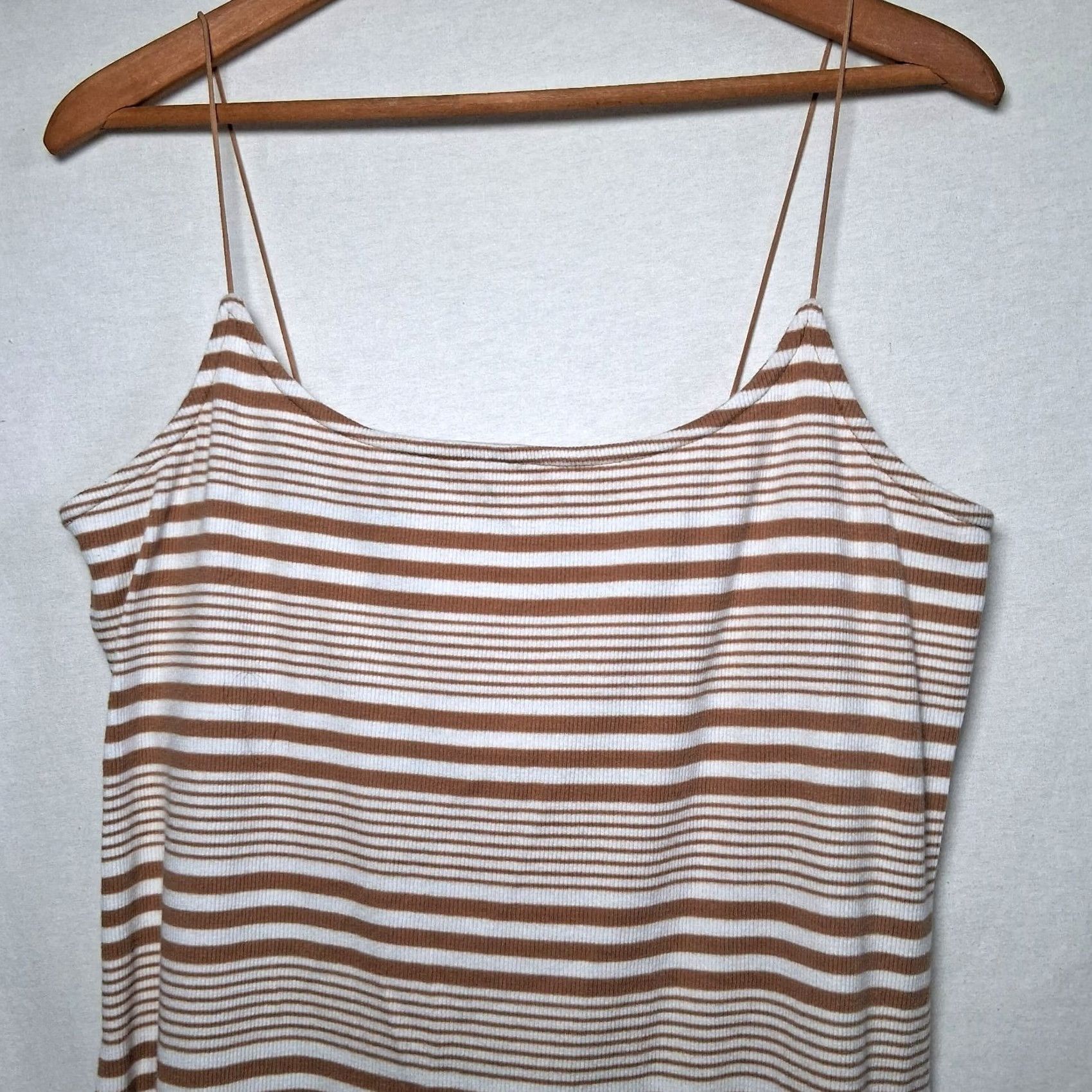 American Eagle Outfitters VINTAGE American Eagle Outfitters Tank Dress XL Ribbed Knit Sundress Spaghetti Strap Tan Striped Size XL / US 12-14 / IT 48-50 - 4 Thumbnail