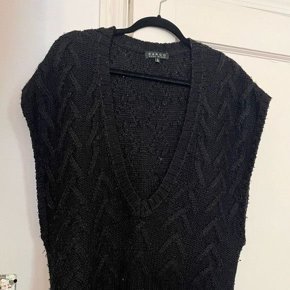 Other KAROO MARK EISEN Black Knitted Sweater V Neck Vest Size L / US 10 / IT 46 - 3 Thumbnail