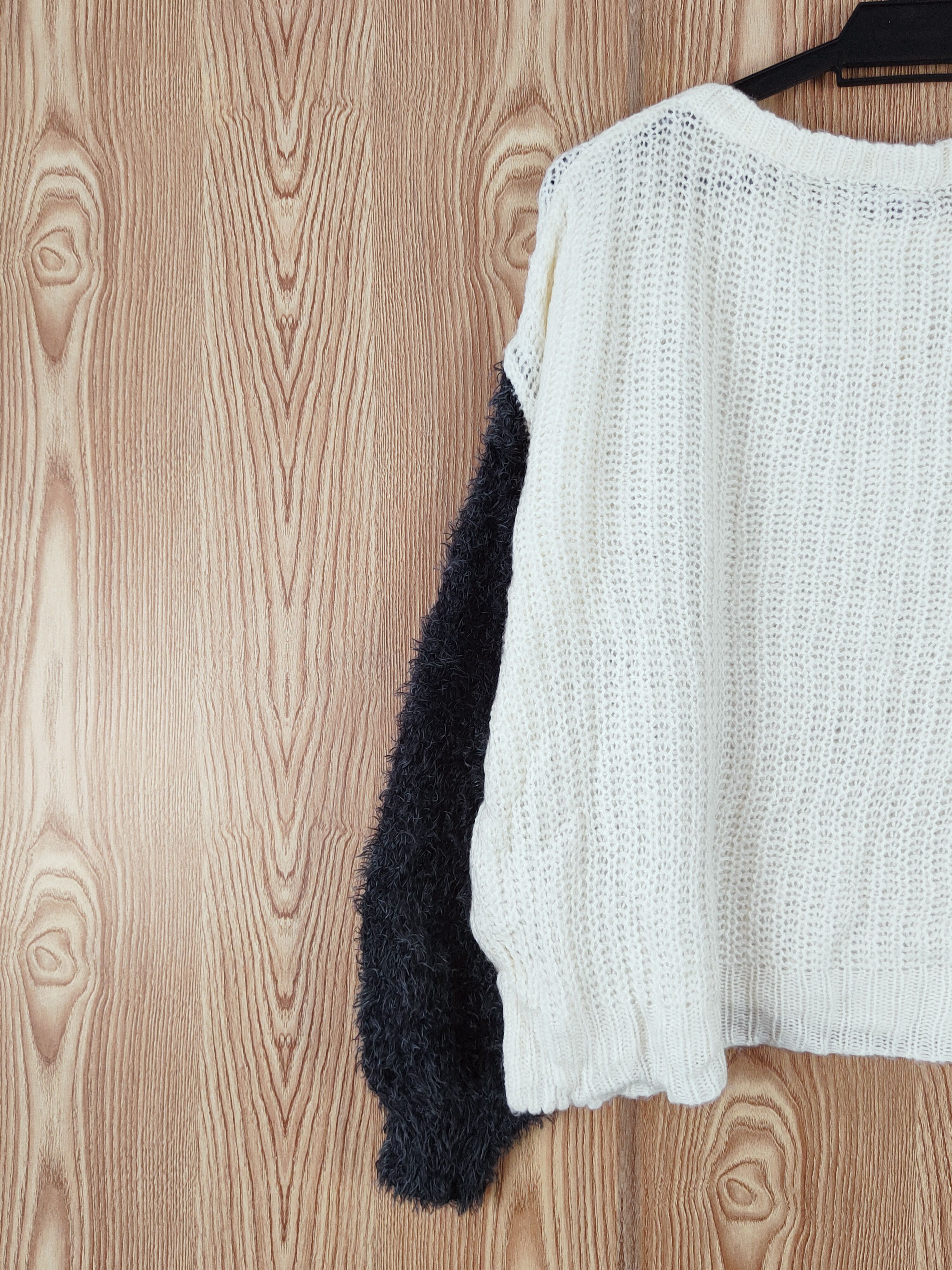 Japanese Brand × Vintage DIRZ Cream Black Fur Mohair Knitwear #W813 Size M / US 6-8 / IT 42-44 - 8 Thumbnail