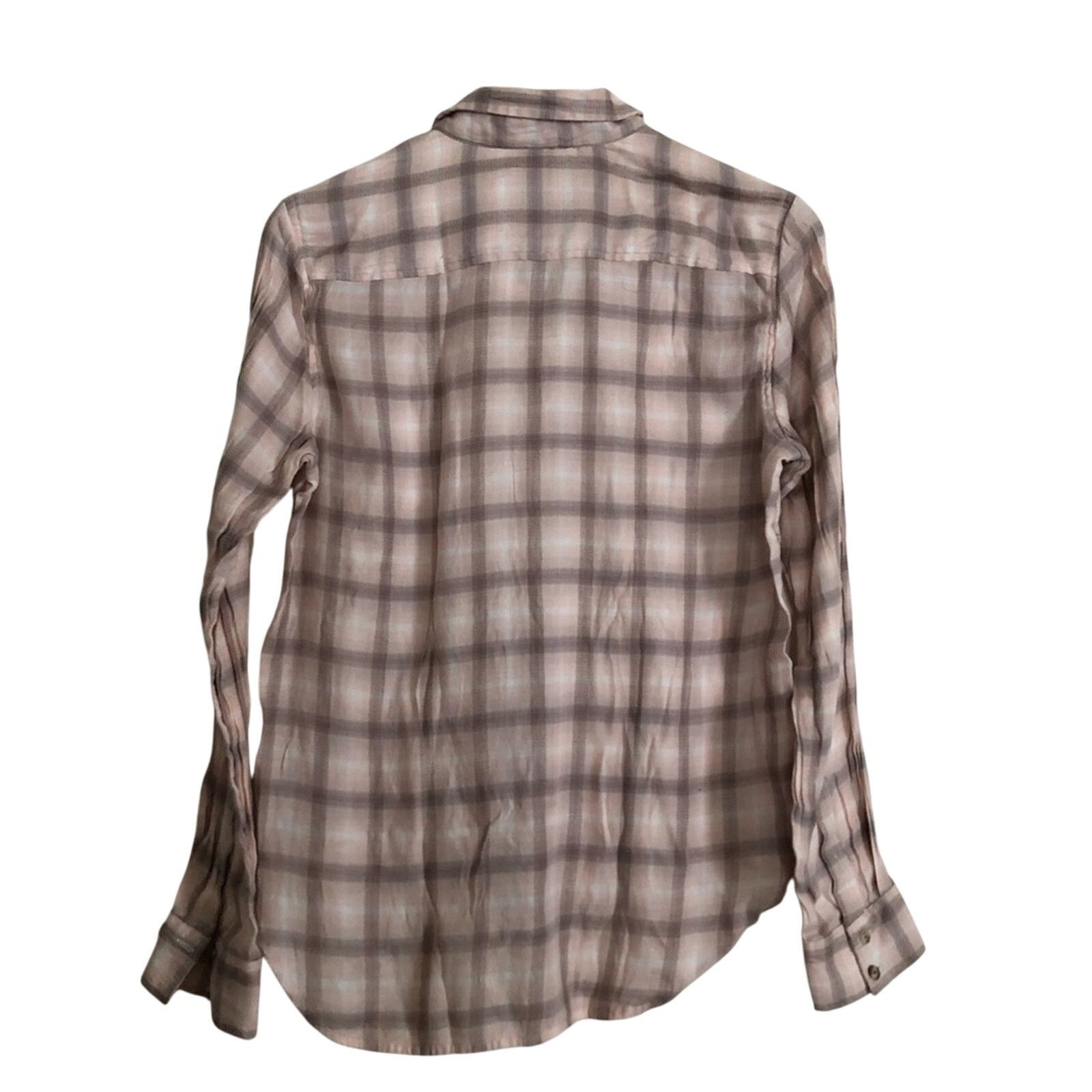 American Eagle Outfitters American Eagle Pink Brown Plaid Flannel Button Up Shirt Top Size M / US 6-8 / IT 42-44 - 2 Thumbnail