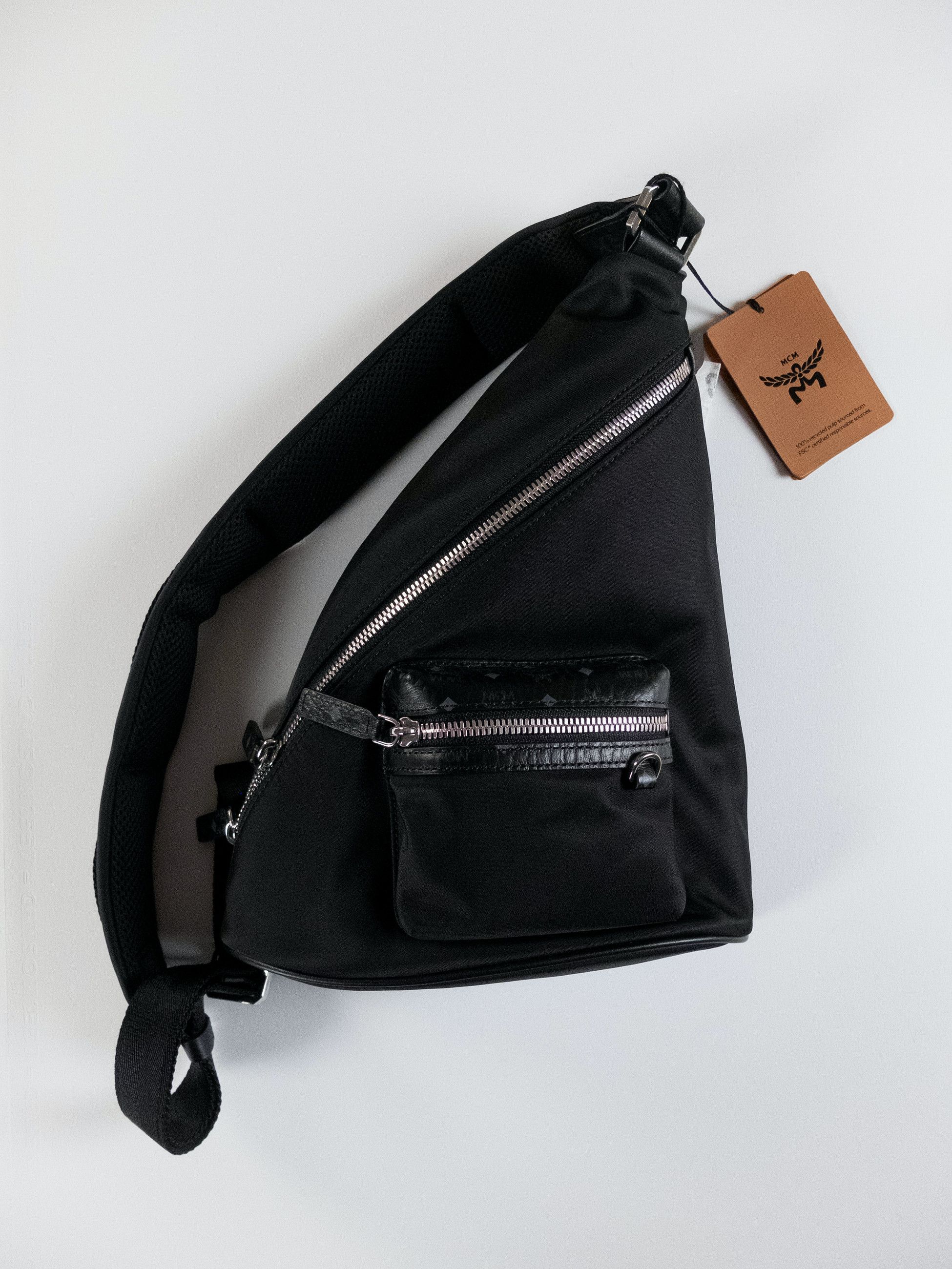MCM MCM Medium Aren Sling black nylon & leather backpack Size ONE SIZE - 4 Thumbnail