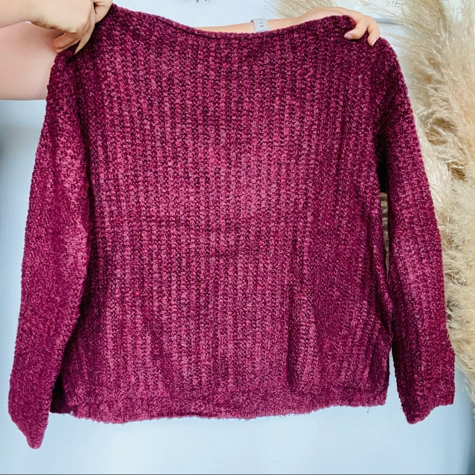 Lou & Grey LOU & GREY Burgundy Maroon Side Slit Knit Pullover Sweater Size S / US 4 / IT 40 - 6 Thumbnail