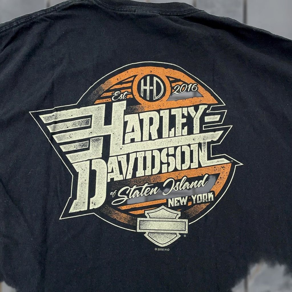 Harley Davidson Harley-Davidson Shirt L/XL Black Staten Island New York Graphic Motorcycle Mens T-Shirt Short Sleeve Crew Neck Cotton Modern Fit Size US L / EU 52-54 / 3 - 1 Thumbnail