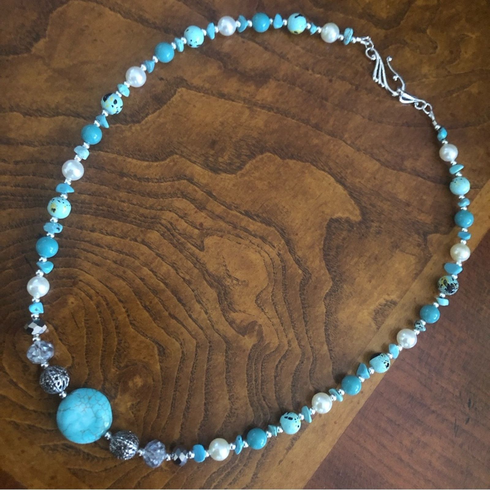Handmade Handcrafted repurpose howlite stone beaded necklace Size ONE SIZE - 8 Thumbnail