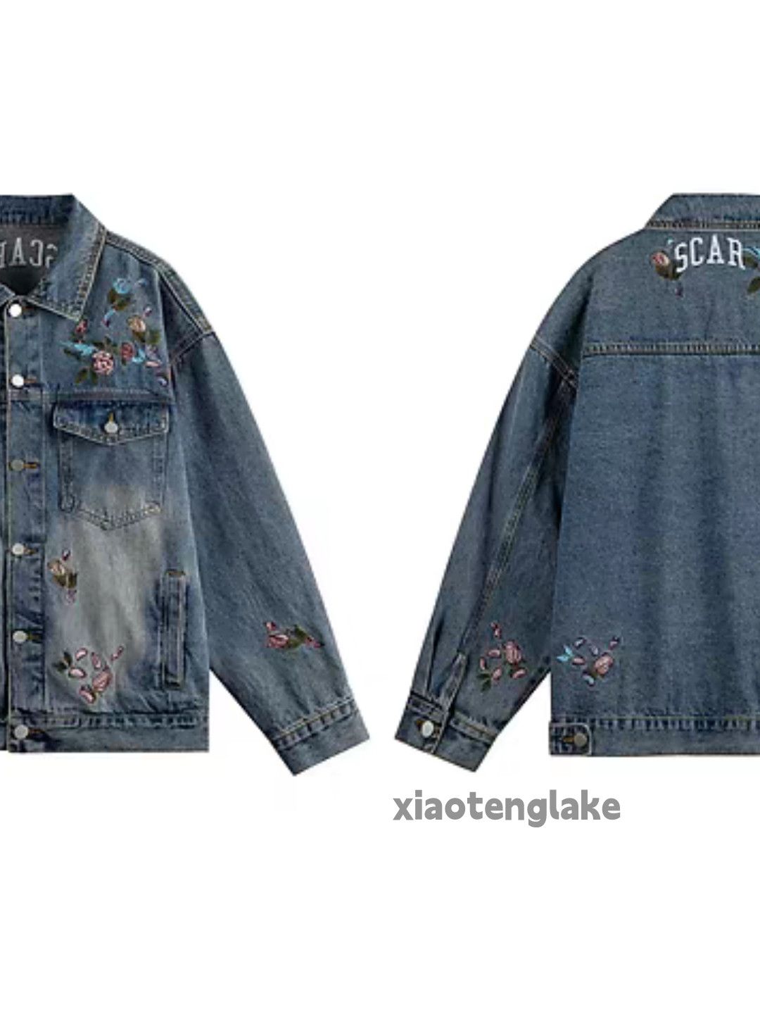 Vintage Unisex utility washed faded denim pattern jacket Size US M / EU 48-50 / 2 - 5 Thumbnail