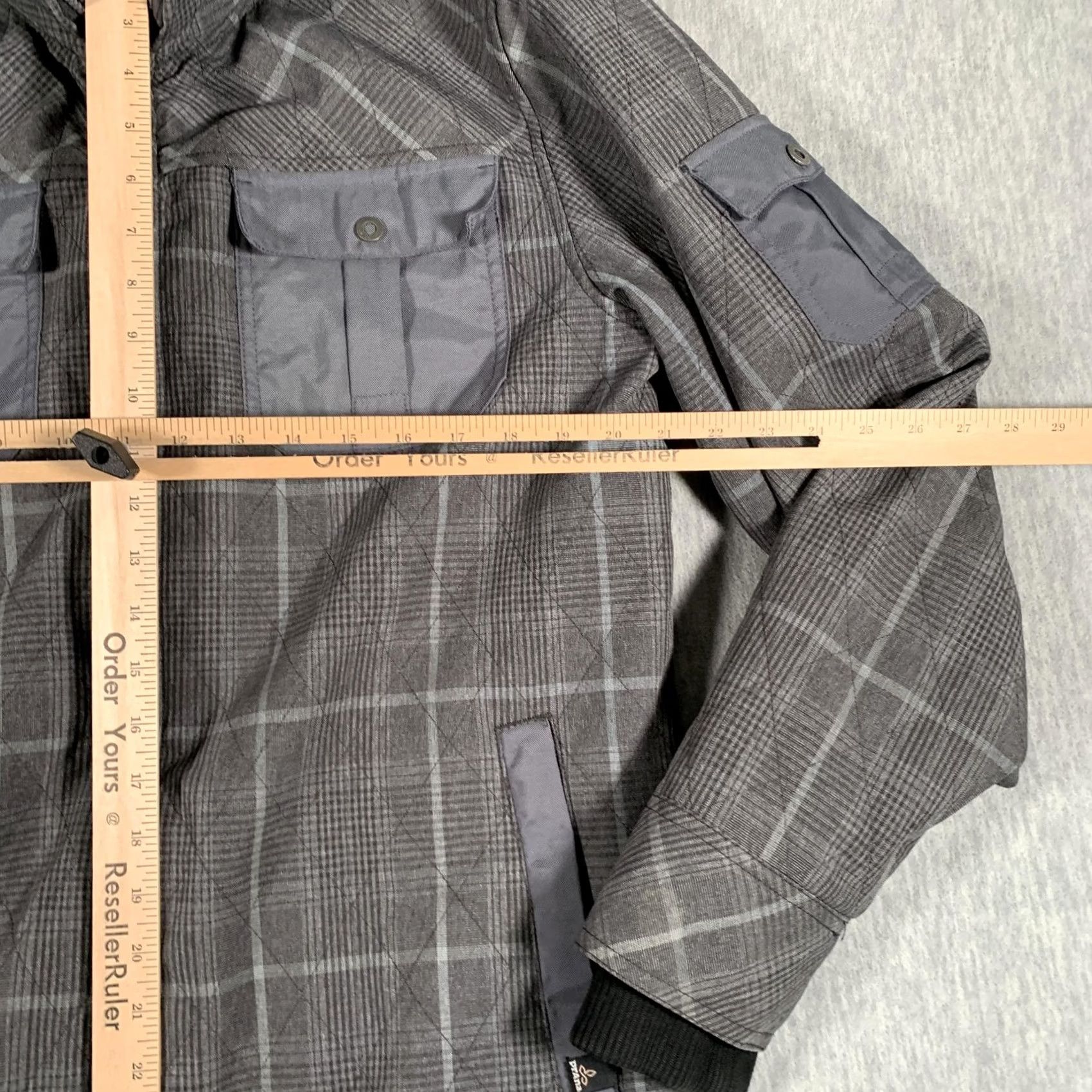 Prana prAna Jacket Mens L Gray Plaid Full Zip Stand Collar Pockets Lined Insulated Casual Fall Winter Size US L / EU 52-54 / 3 - 7 Thumbnail