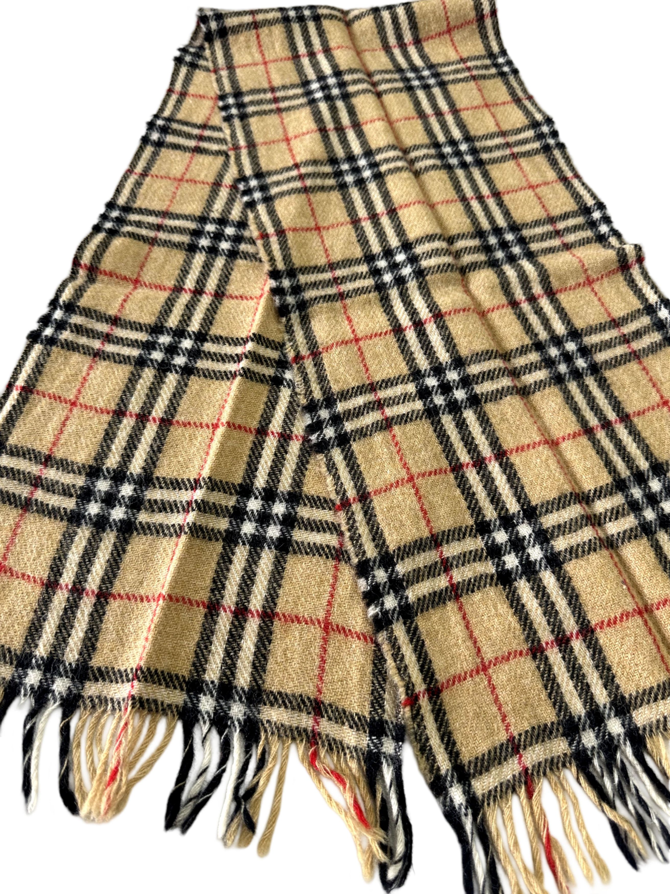 Burberry Burberrys Classic Check Scarf Beige 100% Wool Unisex Scarf Size ONE SIZE - 3 Thumbnail