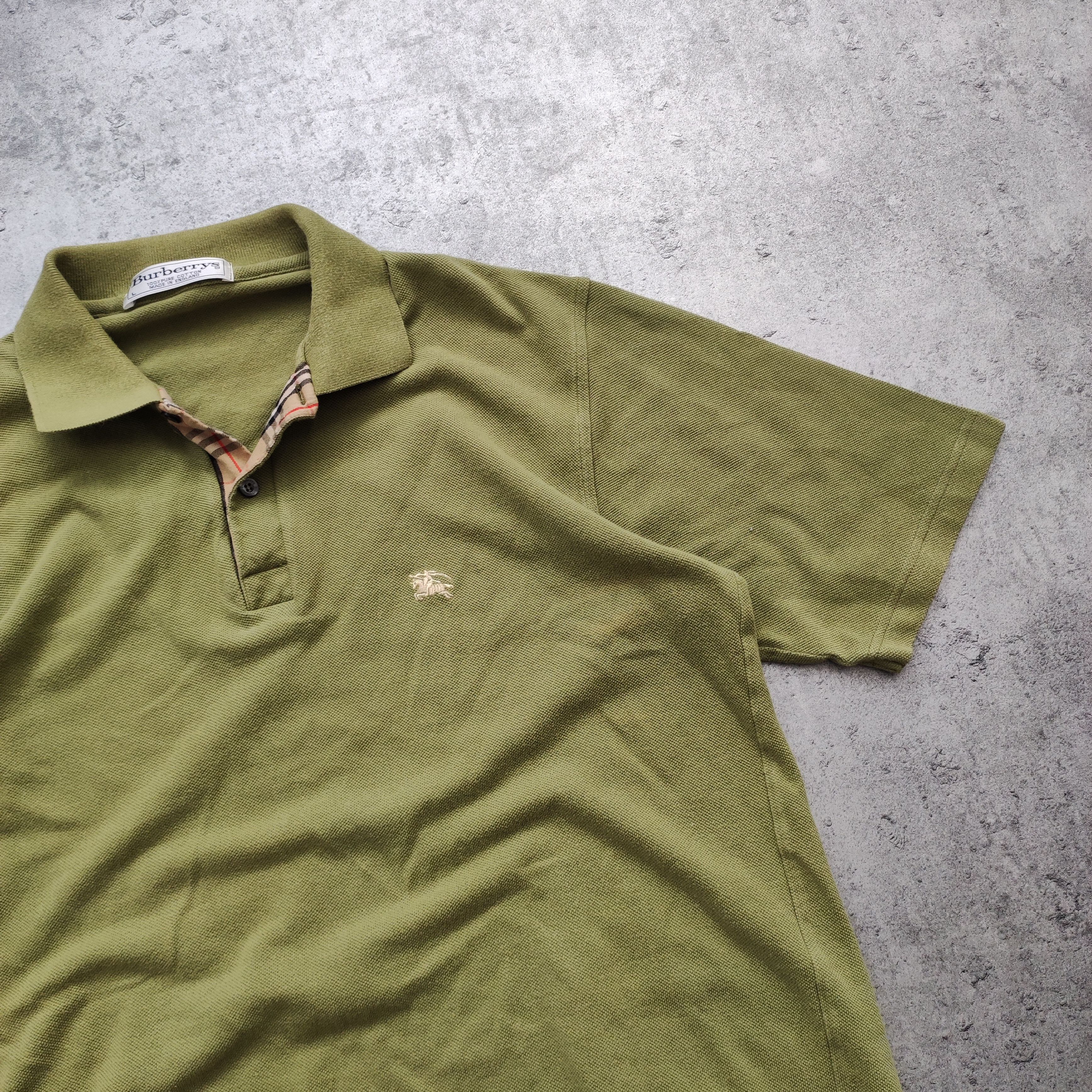 Burberry × Vintage RARE 90s Burberrys London Khaki Checkered Nova Polo Shirt Size US L / EU 52-54 / 3 - 3 Thumbnail