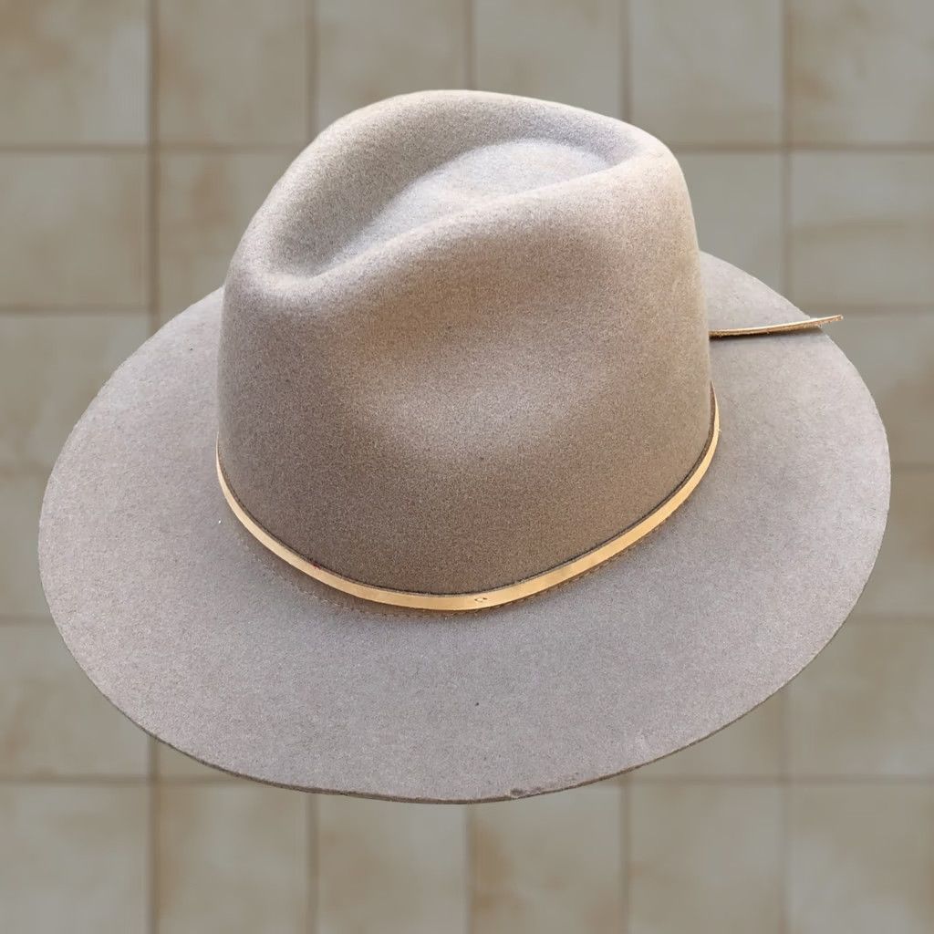 Brixton VINTAGE Brixton Mfg Co Fedora Hat Womens 7 SMALL Beige Wool Felt Cap Wide Brim Size ONE SIZE - 1 Thumbnail