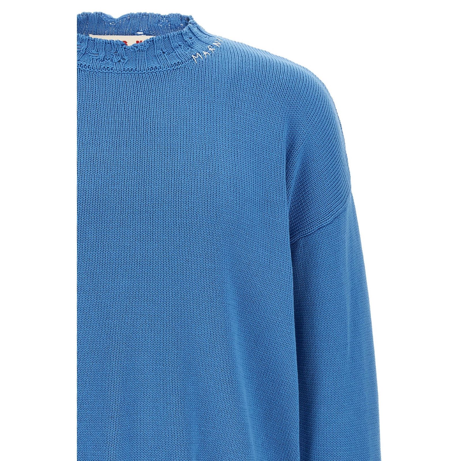 Marni MARNI Embroidery Blue Destroyed Sweater New & Authentic (Men Size US XL / EU 56 / 4 - 3 Thumbnail
