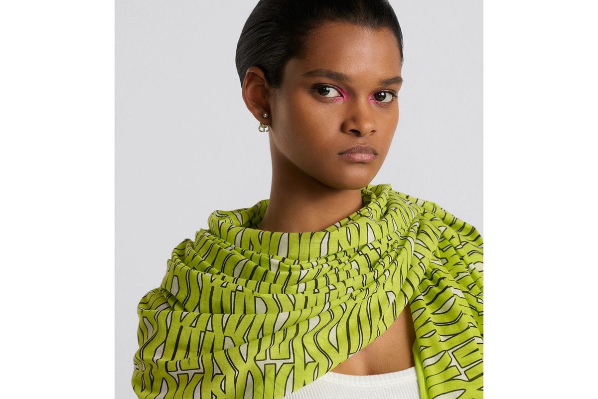 Dior o1bcso1str0226 Size:OS/Allover Sarong in White/Yellow Size ONE SIZE - 6 Thumbnail
