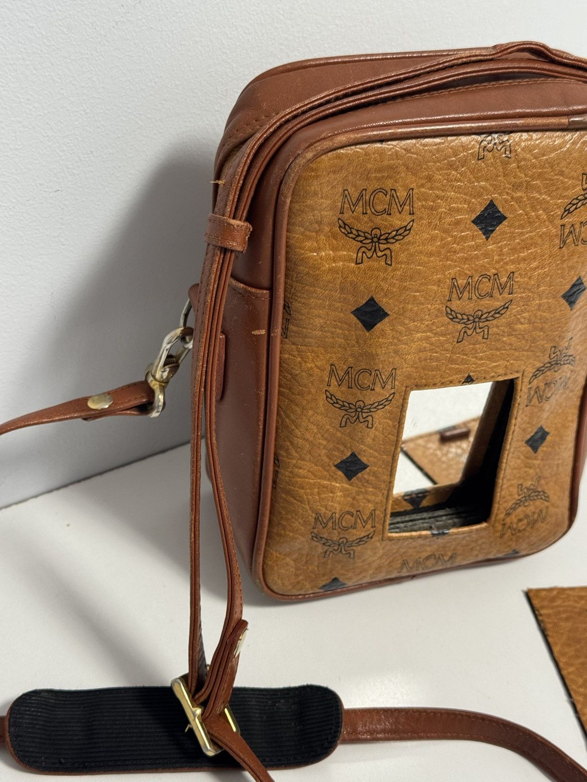 MCM MCM Visetos Shoulder Bag Crossbody Bag Brown Logo Leather Size ONE SIZE - 5 Thumbnail