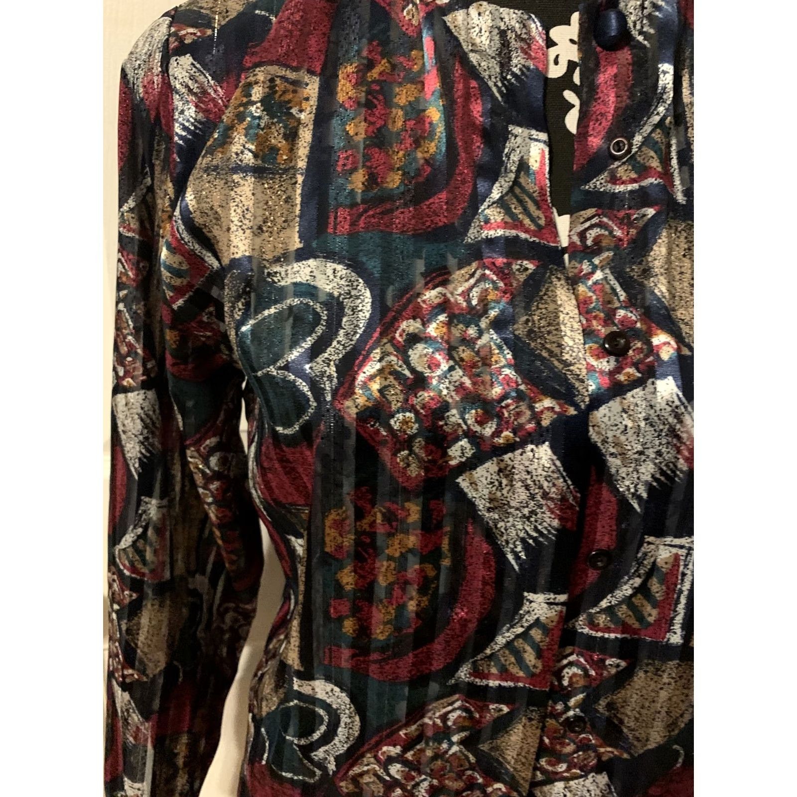 Vintage Vintage Sheer Glitter Thread Blouse Yves St Clair Womens SZ 8 #885 Size M / US 6-8 / IT 42-44 - 3 Thumbnail