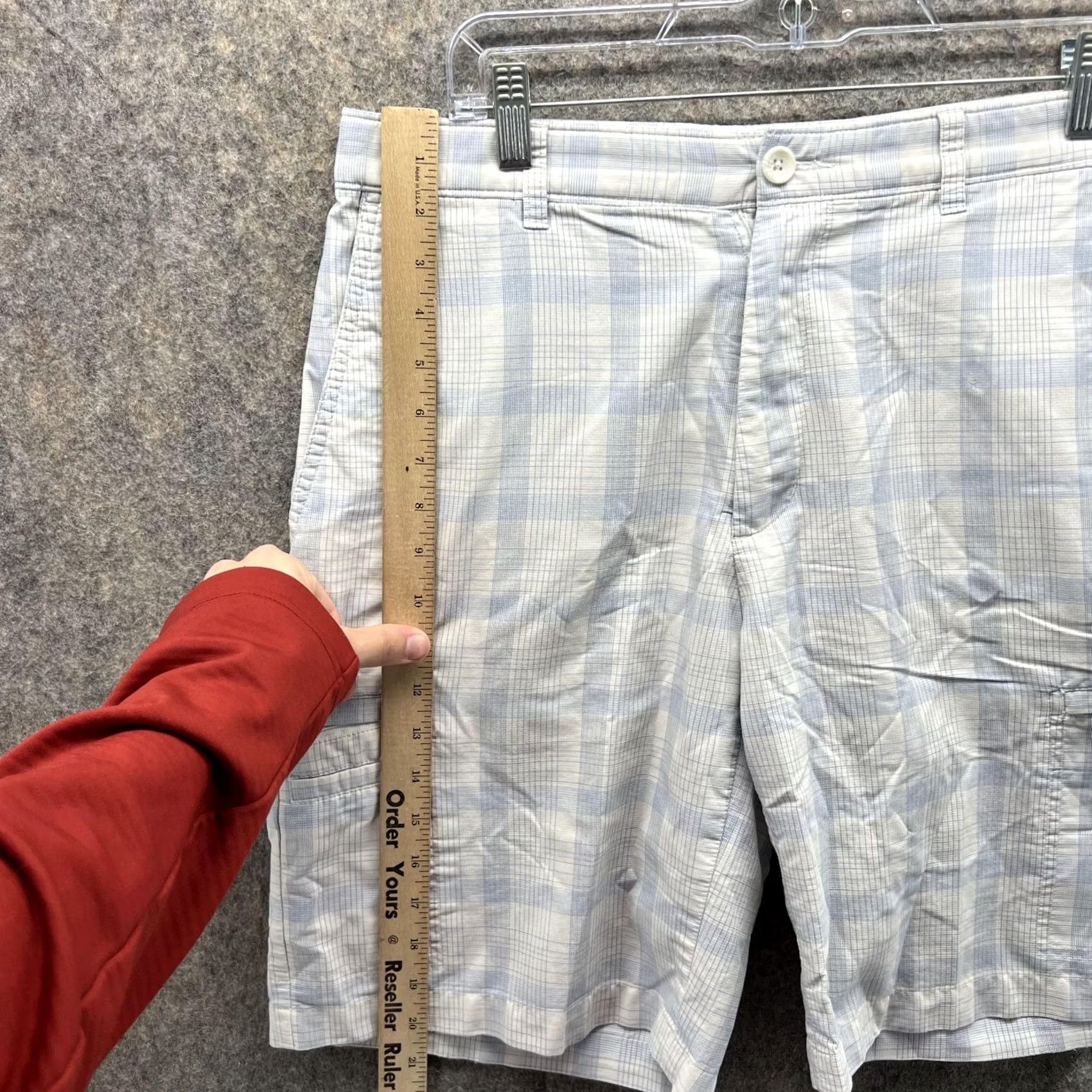 Vintage Greg Norman Shorts Men 32 Blue Chino Polyester Spandex Glen Check Flat Front Size US 32 / EU 48 - 5 Thumbnail