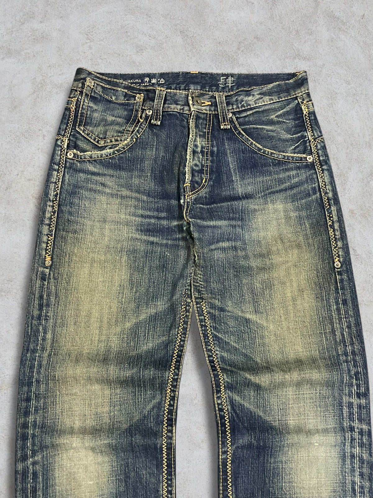 GOSTAR DE FUGA Keiji Itakura Japan Denim Mud Wash Button-Fly Frayed Jeans Size US 31 - 2 Thumbnail