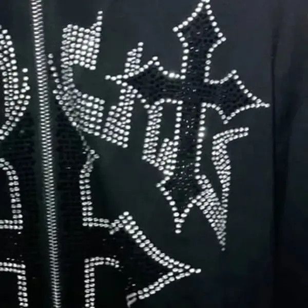 Japanese Brand Y2K Punk Gothic Zip-up Hoodie Sweatshirt Oversize Cross Web Size US L / EU 52-54 / 3 - 5 Thumbnail