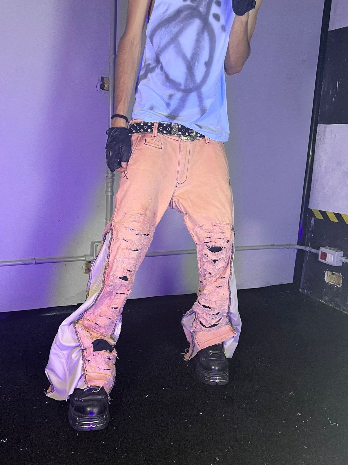 Japanese Brand PUNK Y2K OPIUM CUSTOM GOTH DISTRESSED CUSTOM JEANS LEATHER Size US 38 / EU 54 - 1 Thumbnail
