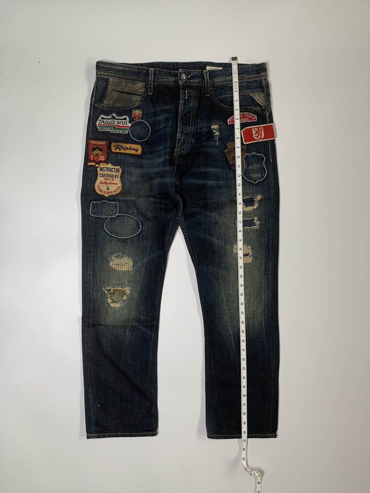 Replay 👽 Replay with patch distressed mudmax denim👽 Size US 33 - 14 Thumbnail