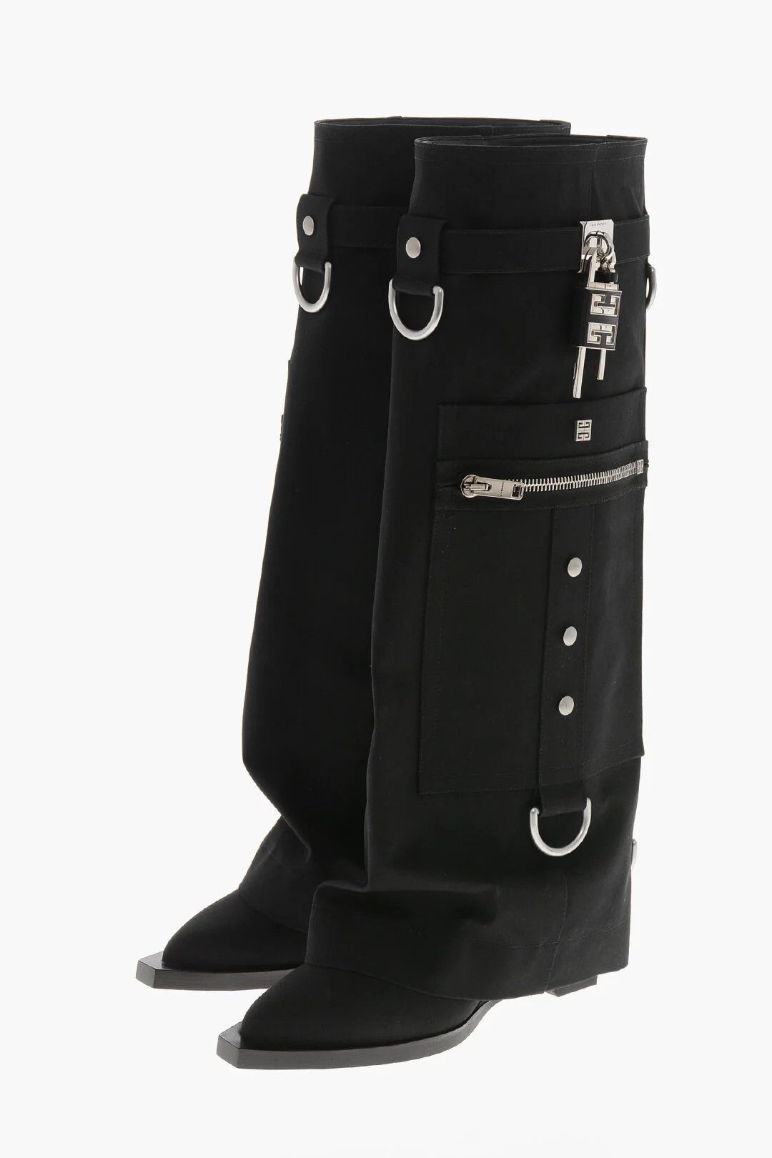 Givenchy og1mm0326 Canvas Knee-High Boots in Black Size US 5 / IT 35 - 2 Thumbnail