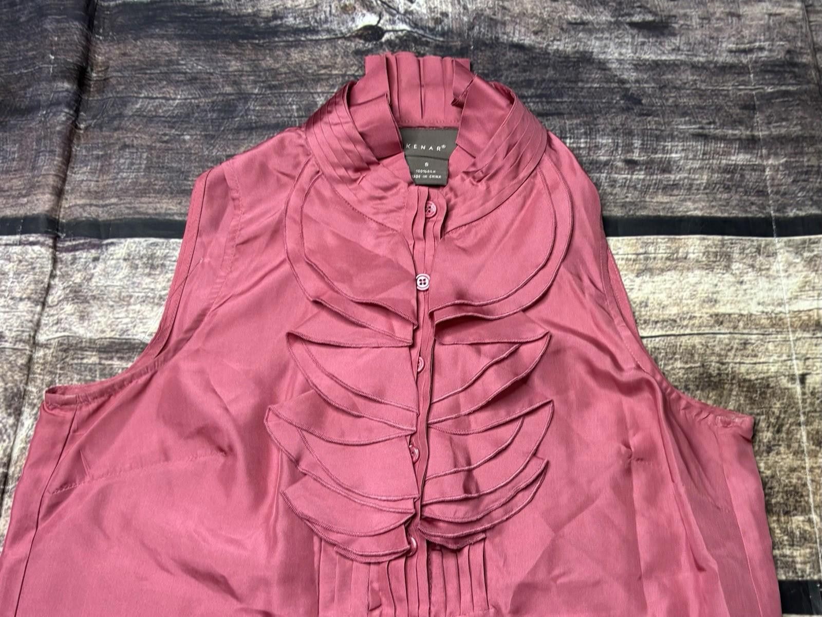 Kendrick Lamar Kenar Top Womens S Silk Ruffle Sleeveless Pink Oversized Size S / US 4 / IT 40 - 4 Thumbnail
