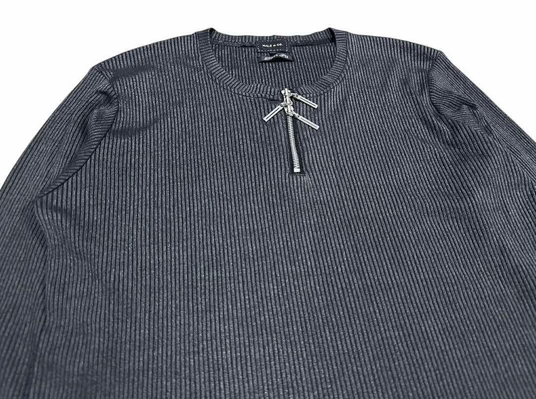 If Six Was Nine 🔥SickY2K Male & Co Ribbed Knit Long Sleeve Shirt 3 Zipper Size US L / EU 52-54 / 3 - 3 Thumbnail