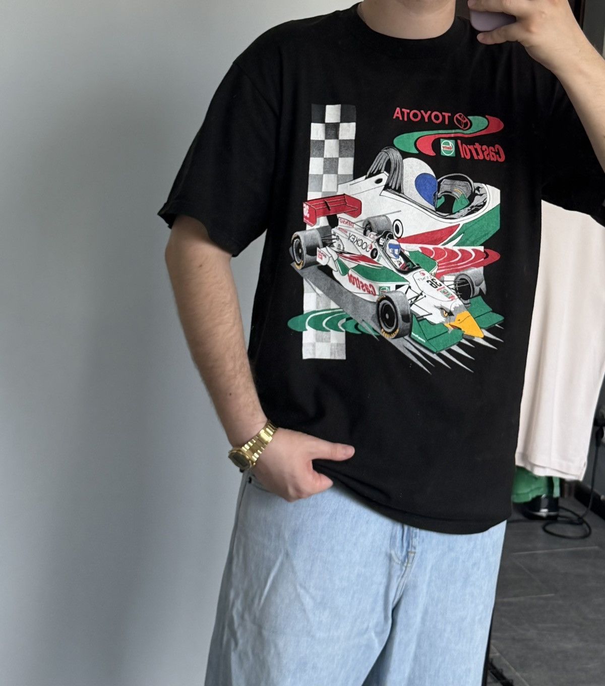 Formula 1 90s TOYOTA CASTROL Made in USA Vintage Racing Tee shirt Size US XL / EU 56 / 4 - 5 Thumbnail
