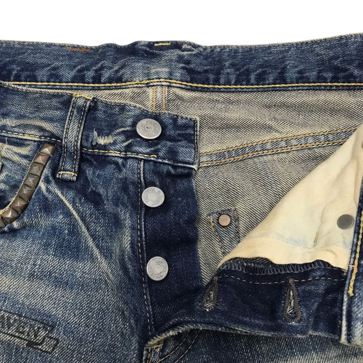 Hysteric Glamour Archive Nirvana Patchwork Studded Denim Pants Size US 28 / EU 44 - 3 Thumbnail