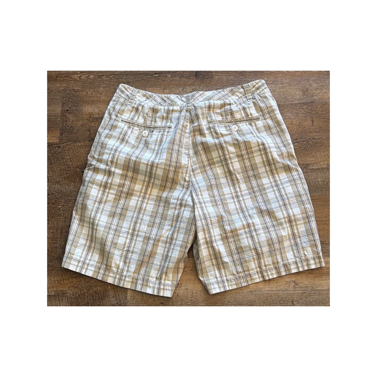 Croft & Barrow Croft & Barrow tan and navy plaid shorts 100% Cotton Sz 32. Size US 32 / EU 48 - 3 Thumbnail