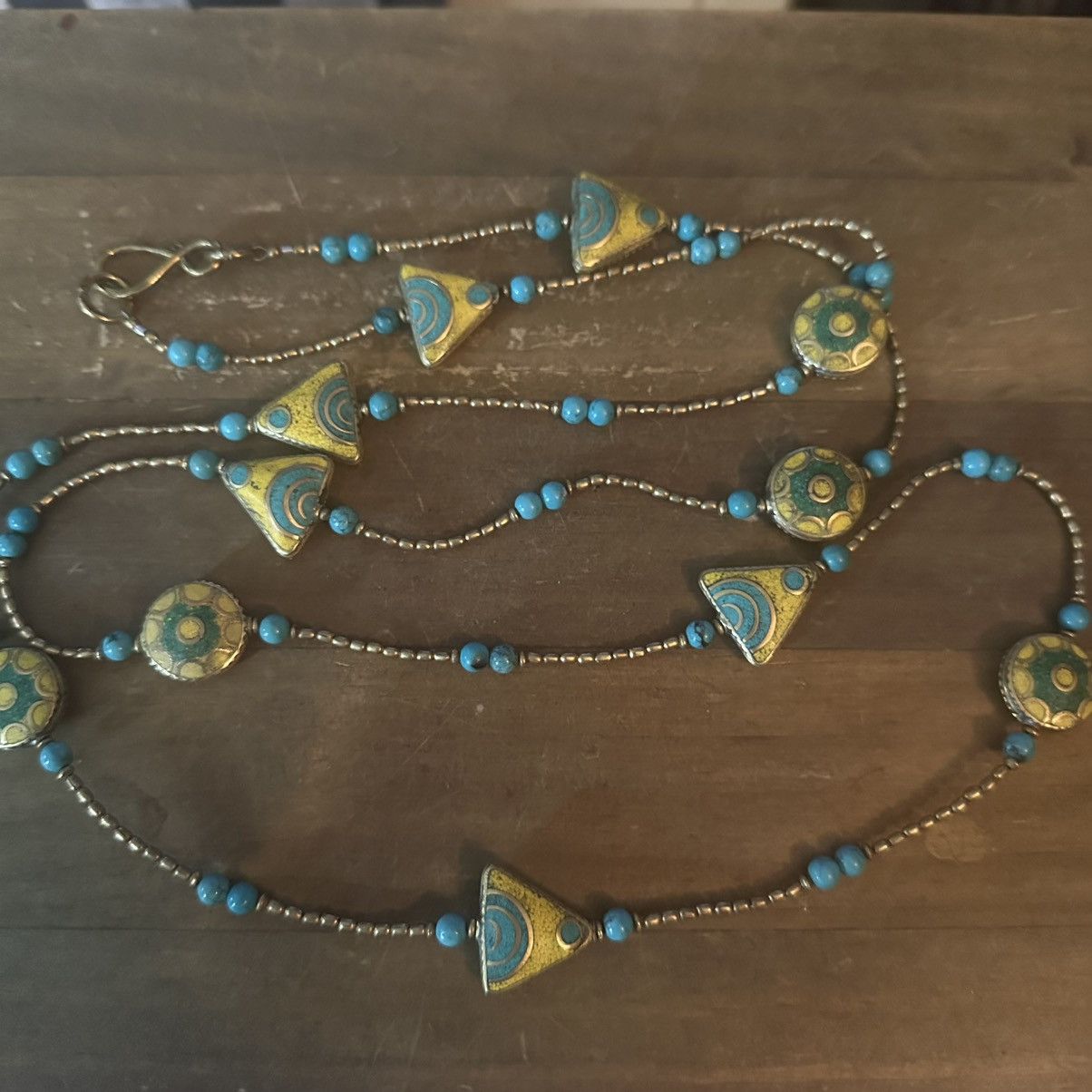 Vintage Vintage Tribal yellow and turquoise station bead necklace Size ONE SIZE - 2 Thumbnail