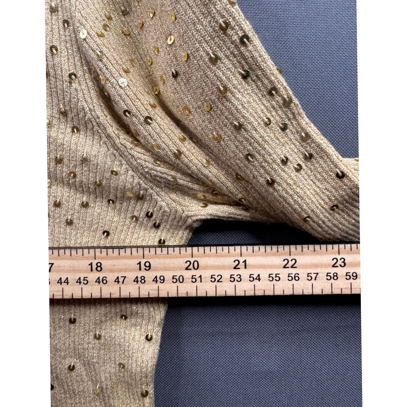 Vintage VINTAGE Designers Originals Gold Sequin Mock Neck Ribbed Metallic Knit Sweater Womens XL Size XL / US 12-14 / IT 48-50 - 4 Thumbnail