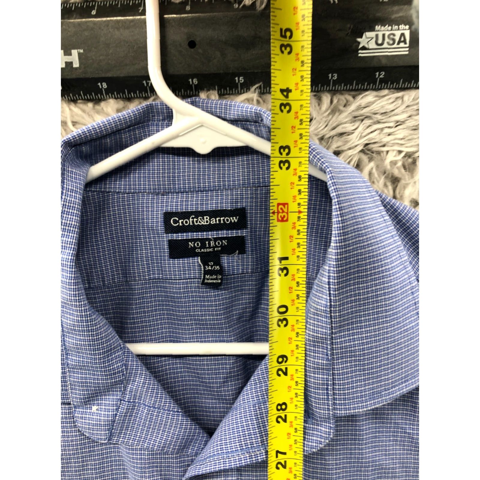 Croft & Barrow Croft & Barrow Classic Fit No Iron Shirt Mens Long Sleeve Size 17 Blue Plaid Button-Up Casual Shirt Size US XL / EU 56 / 4 - 5 Thumbnail