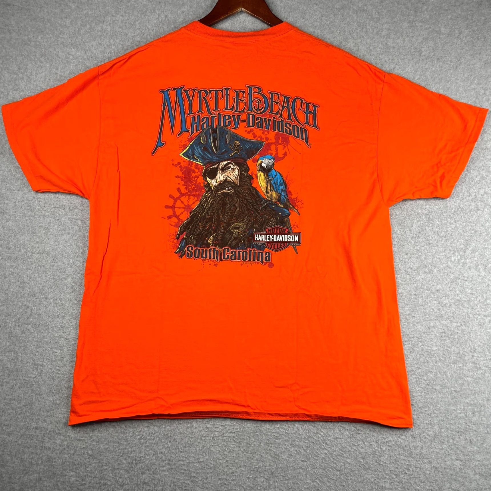 Harley Davidson Harley-Davidson Myrtle Beach Graphic Print T Shirt XL Orange Biker Men Shirt Short Sleeve Crew Neck Graphic Print Double-Sided T-Shirt Size US XL / EU 56 / 4 - 5 Thumbnail