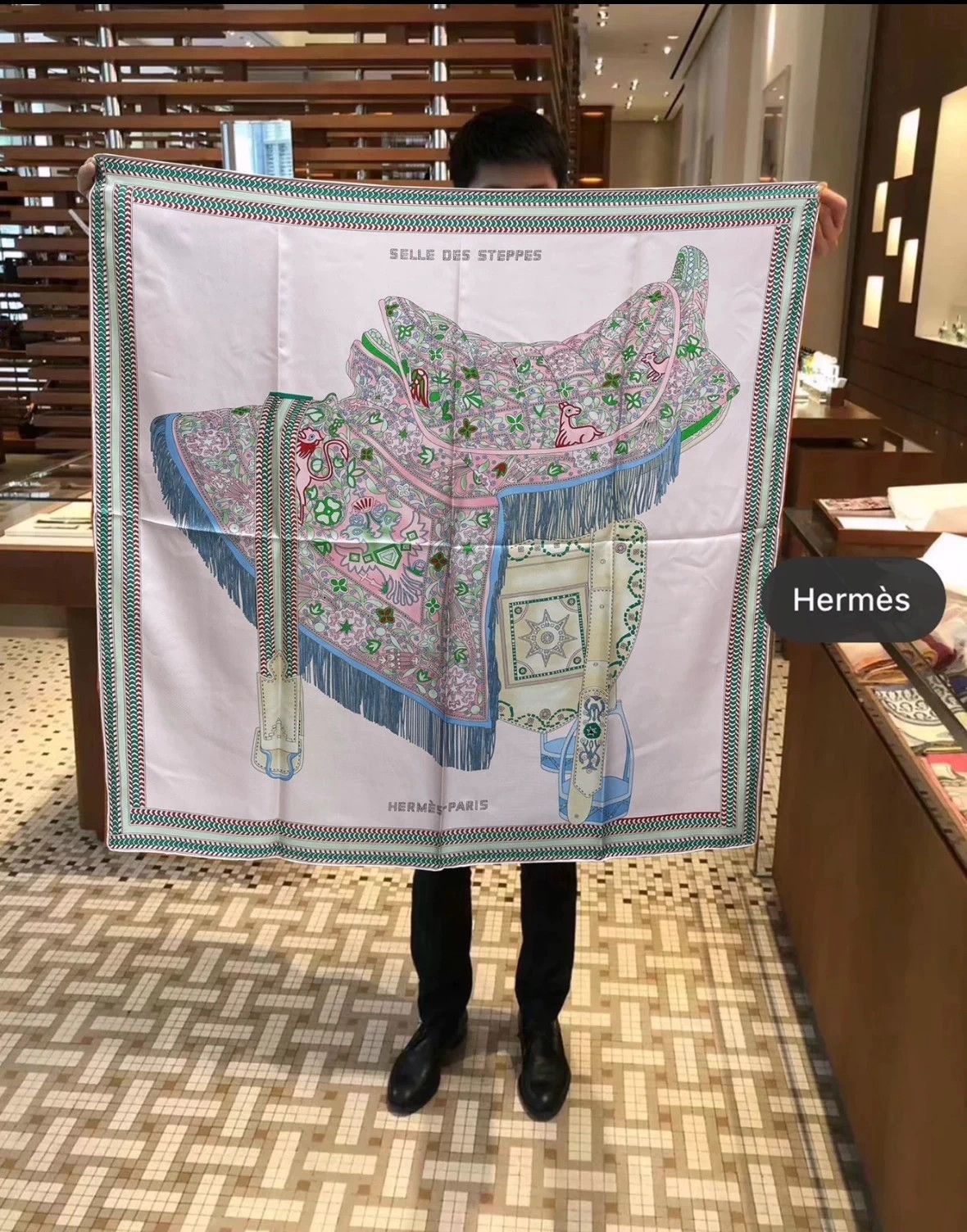 Hermes Hermès Grassland Saddle Blush Pink 90cm Silk Scarf New Size ONE SIZE - 7 Thumbnail