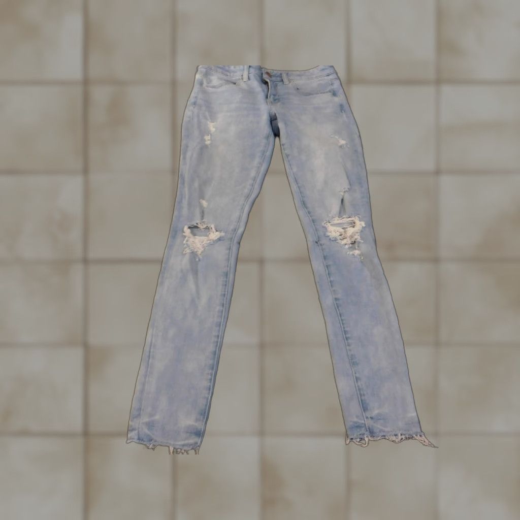 American Eagle Outfitters American Eagle Jeans Womens 6 Light Wash Jegging Distressed Ripped Super Stretch Size 28" / US 6 / IT 42 - 1 Thumbnail