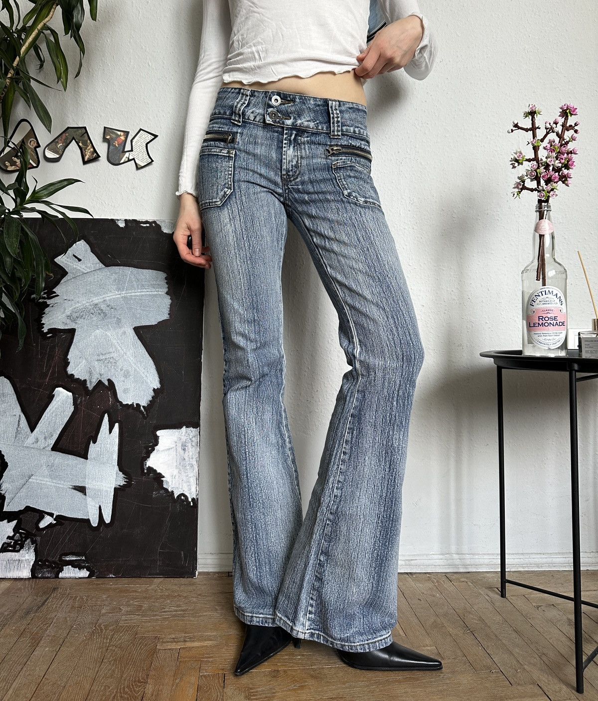 If Six Was Nine × Japanese Brand × Vintage Vintage Sexy Slim Washed Bootcut Flared Jeans Size 30" / US 8 / IT 44 - 4 Thumbnail