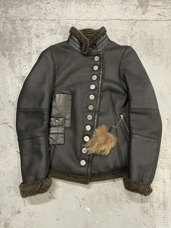 Marithe + Francois Girbaud 2000s Marithé + François Girbaud Asymmetrical Buttoned Leather Jacket Size M / US 6-8 / IT 42-44 - 1 Thumbnail