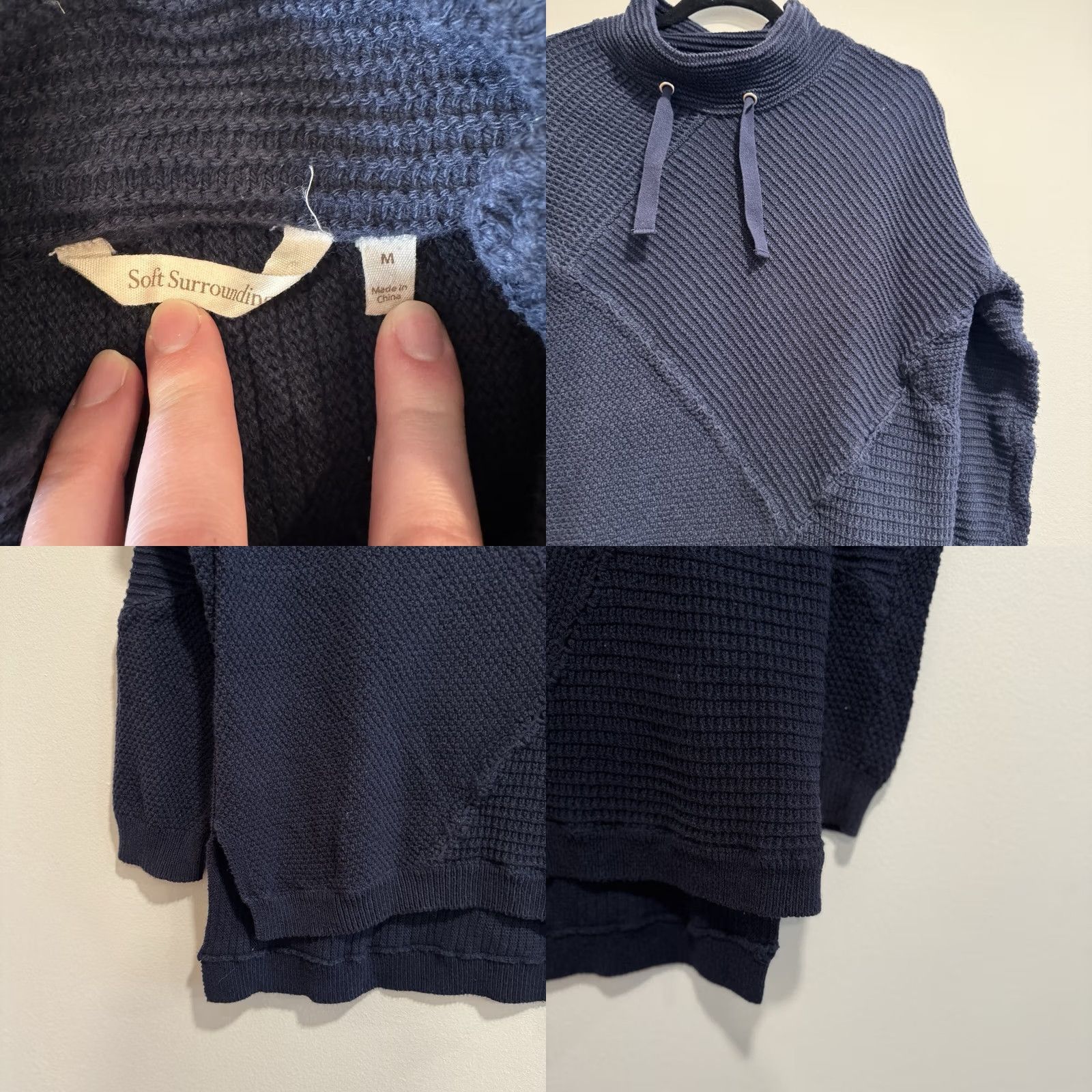 Soft Surroundings Soft Surroundings Sweater Navy Blue Knit Mock Neck Long Sleeve Pullover Textured Ribbed Hem Diagonal Pattern Tunic M Womens Size M / US 6-8 / IT 42-44 - 8 Thumbnail