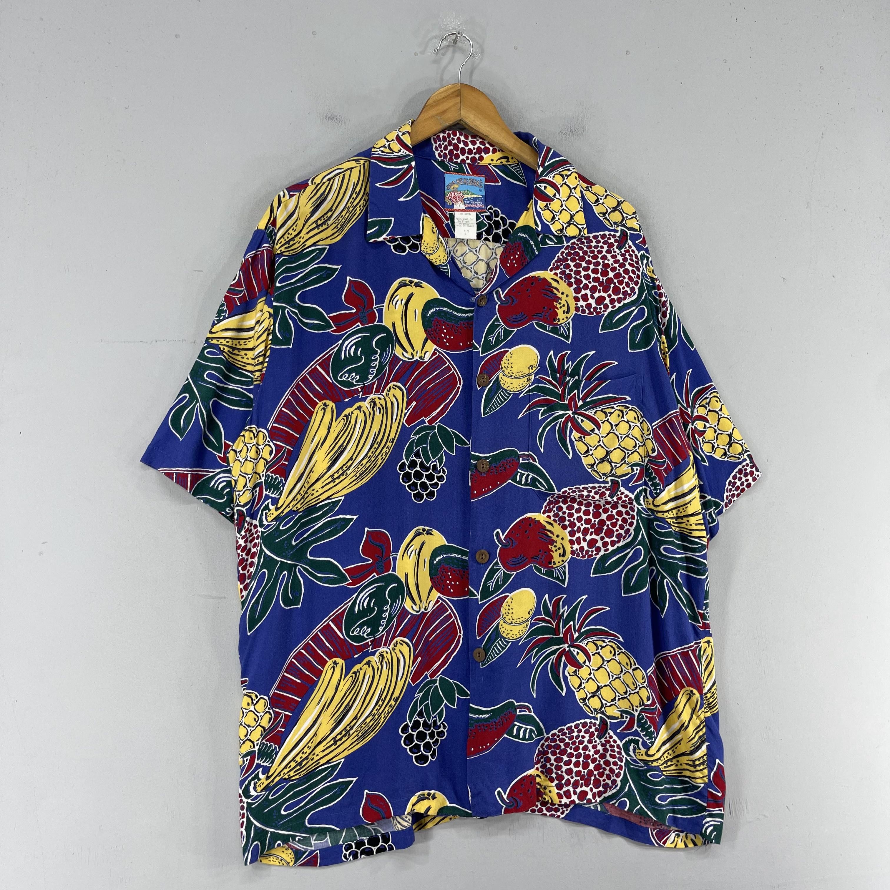 Vintage JOE KEALOHA Rayon Hawaii Tropical Mixed Fruits Motive Shirt Size US L / EU 52-54 / 3 - 4 Thumbnail