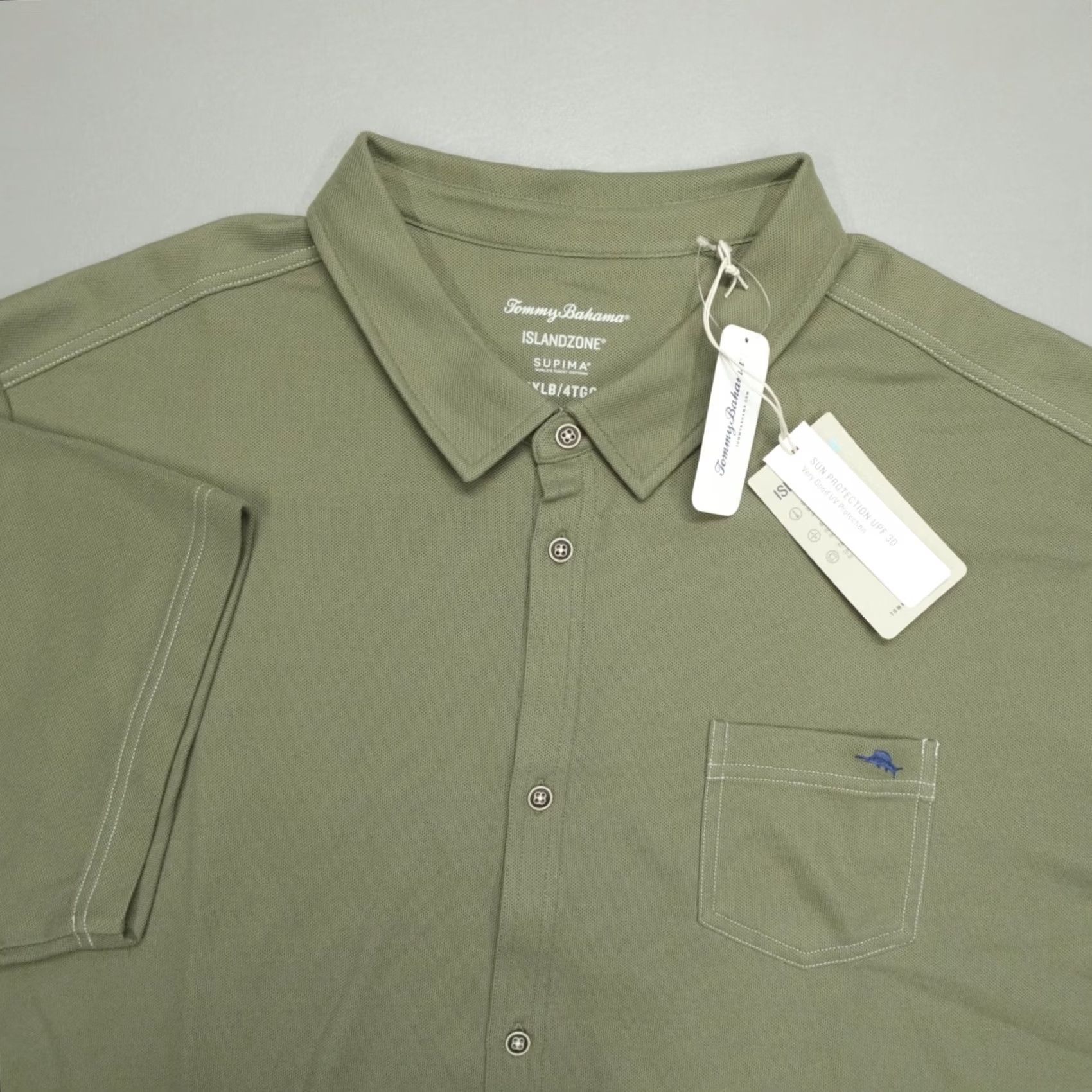 Tommy Bahama Tommy Bahama Emfielder Shirt Supima Cotton Blend B&T Men's Big 4XLT Tea Leaf Shirt Size US XXL / EU 58 / 5 - 2 Thumbnail