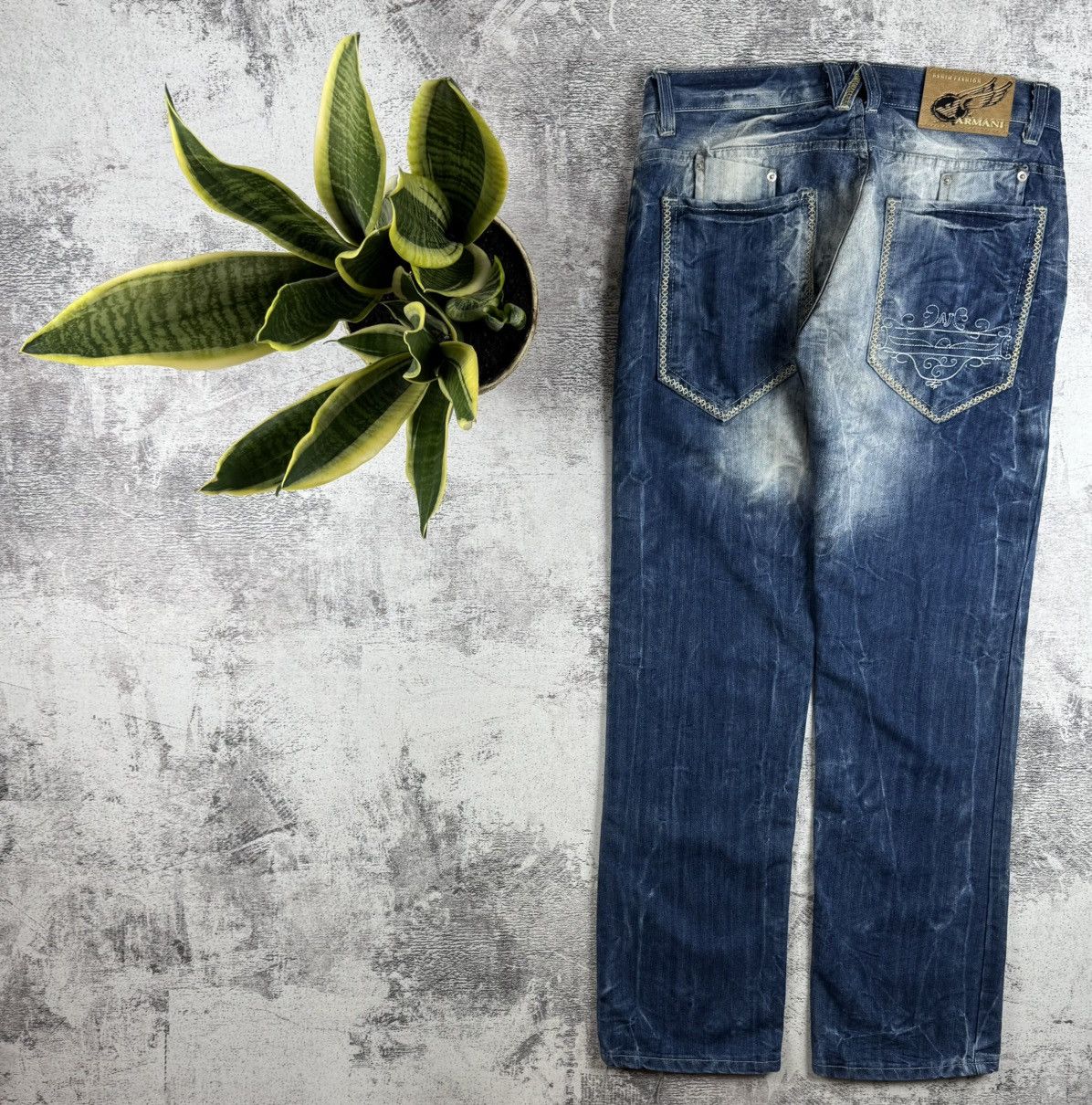 Armani Armani Vintage Faded 33/33 Blue Hip Hop Rap Distressed Jeans Pants Trousers Size US 33 - 2 Thumbnail
