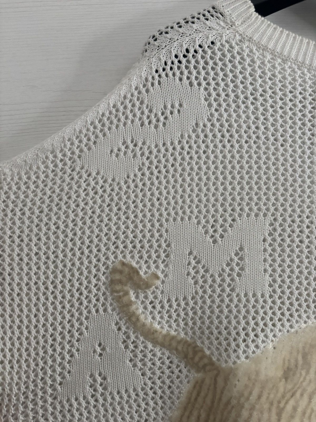 Amiri Tiger Knit Mesh Sweater - White - Size M