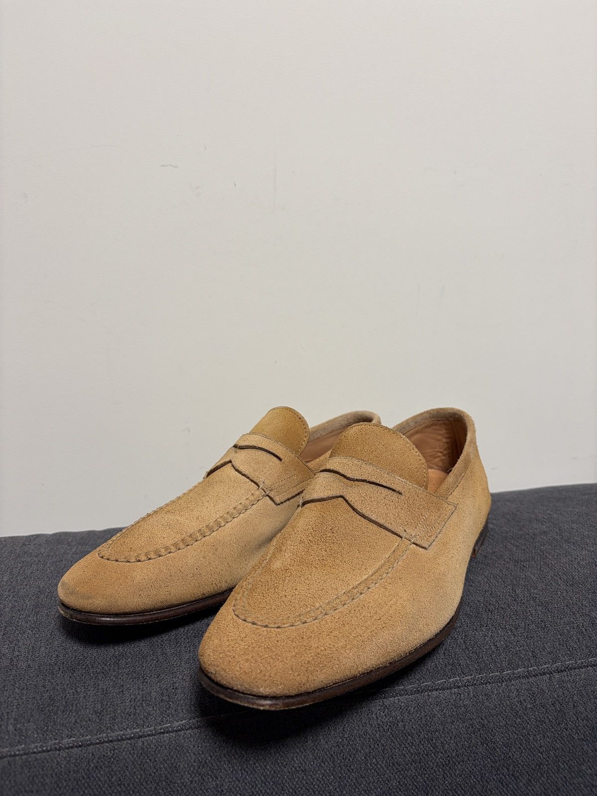Santoni Santoni Suede Beige Loafers Size US 6.5 / EU 39-40 - 4 Thumbnail