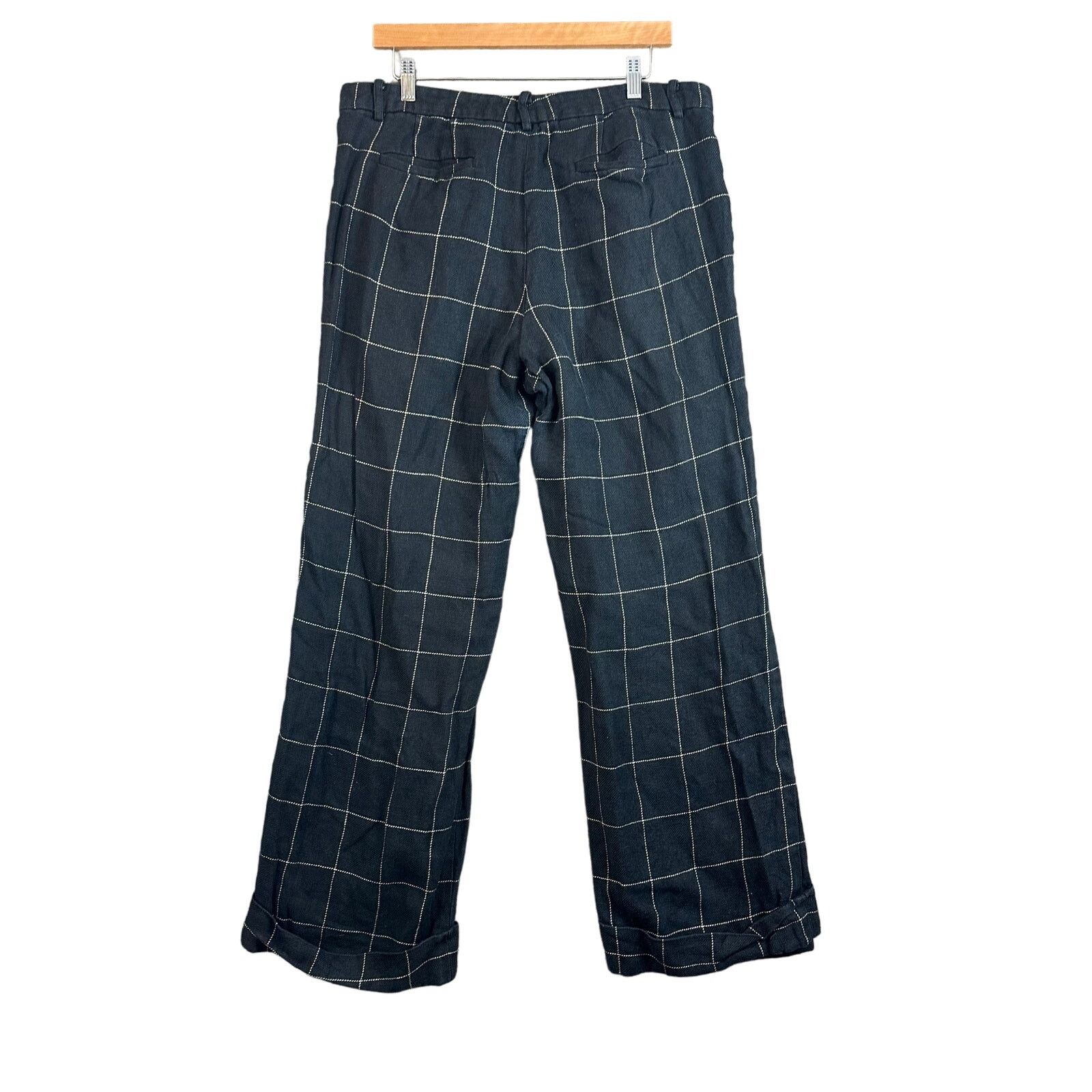 Lauren Ralph Lauren LRL Ralph Lauren Gray 14 Linen Windowpane Plaid Cuffed Pants Size 36" / US 14 / IT 50 - 3 Thumbnail